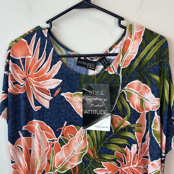 Attitudes Hawaiian floral pattern long maxi dress women size 1XP NWT - Picture 2 of 7